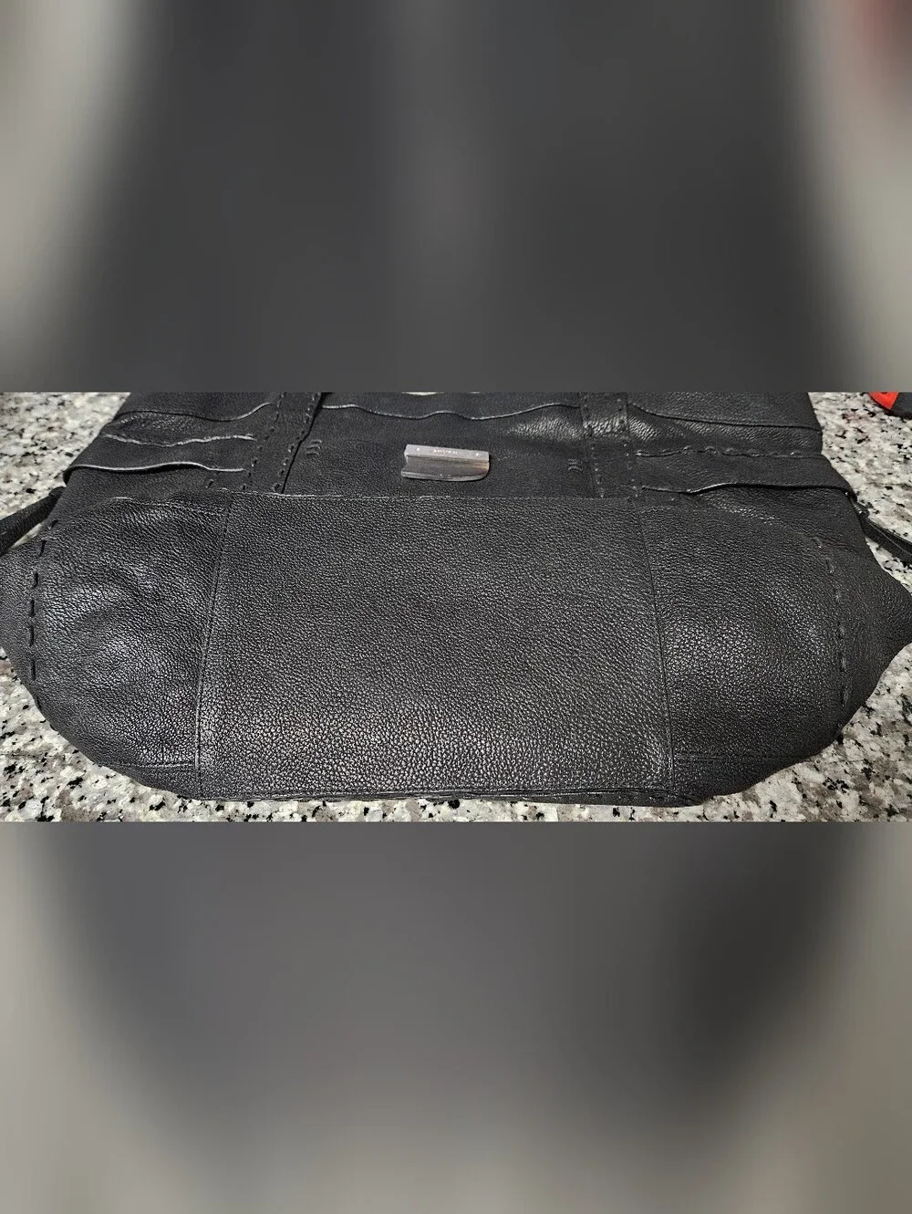 VTG Rare Ghurka Luxury Black Leather Shoulder Tote Bag with Buffalo Horn Accent